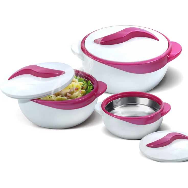 Pinnacle Servierschüssel für Salat,Suppenteller ? Thermo-Schüssel mit Deckel ? tolle Schüssel für den Urlaub, Abendessen und Party, 3 Stück, Violett