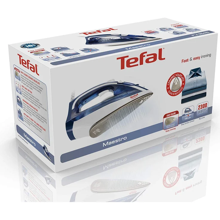 Tefal FV1845 Maestro Dampfbügeleisen (2300 Watt, 270 ml Wassertank) blau-weiß – Bild 6