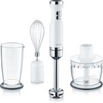 Graef HB501EU Stabmixer, 800W, 5 Geschwindigkeiten und Turbo-Funktion, Kunststoff, weiß, silber