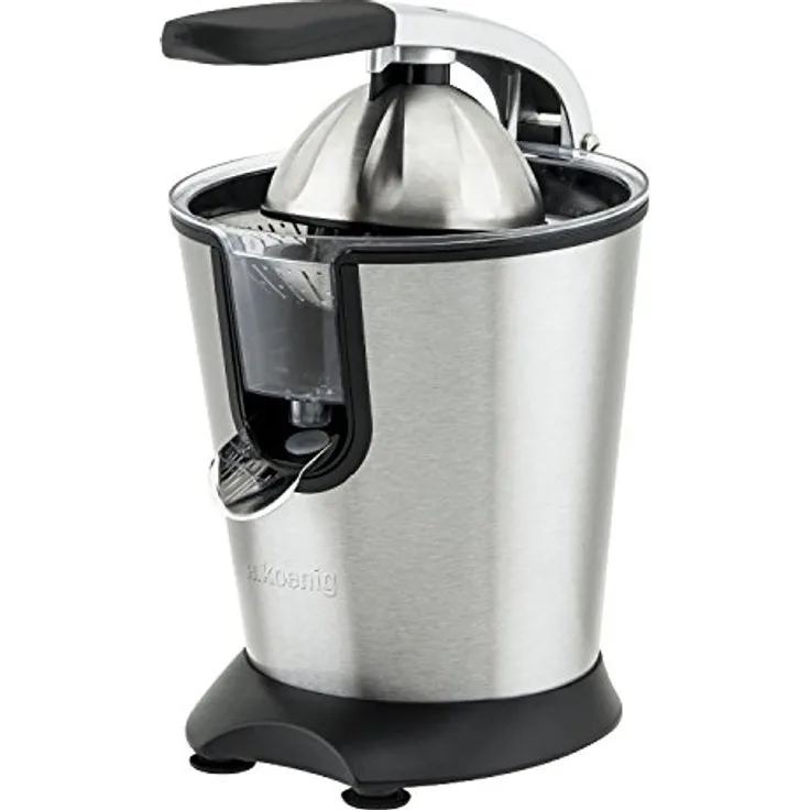 H.Koenig AGR80 Elektrische Zitruspresse mit Hebelarm - Anti-Tropfsystem - BPA frei - Spülmaschinenfest - 160 W - Edelstahlgehäuse