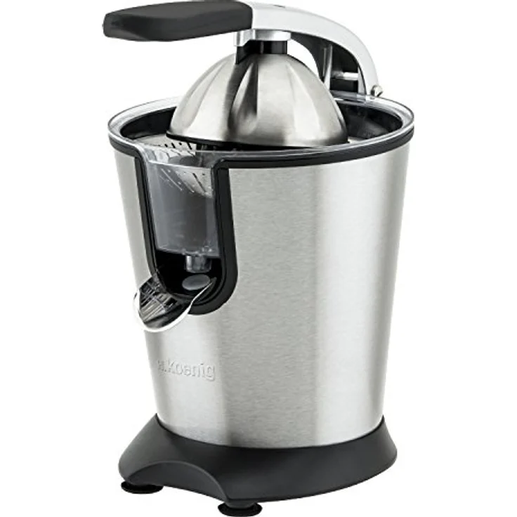 H.Koenig AGR80 Elektrische Zitruspresse mit Hebelarm - Anti-Tropfsystem - BPA frei - Spülmaschinenfest - 160 W - Edelstahlgehäuse – Bild 1