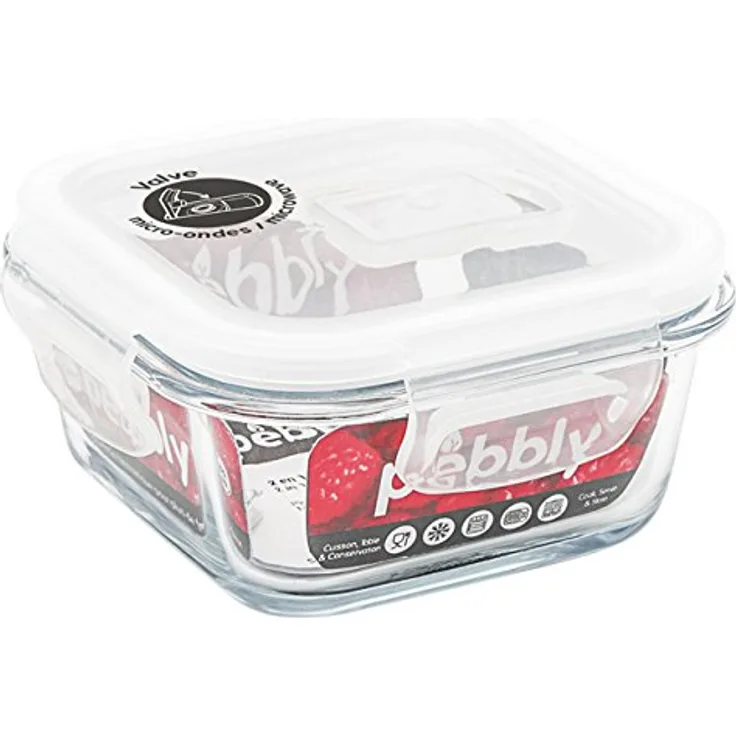 Pebbly pkv-320cb flach-Dose eckig aus Glas transparent 11, 5 x 5, cm