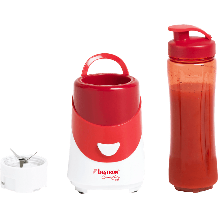 Bestron Smoothie Maker mit Mix--Trinkbecher, 600 ml, 300 Watt, Rot
