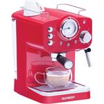 Oursson Kaffeemaschine, 15 Bar Espressomaschine, Espresso-Siebträgermaschine, Milchaufschäumer für Cappuccino und Latte, EM1500-RD, Rot