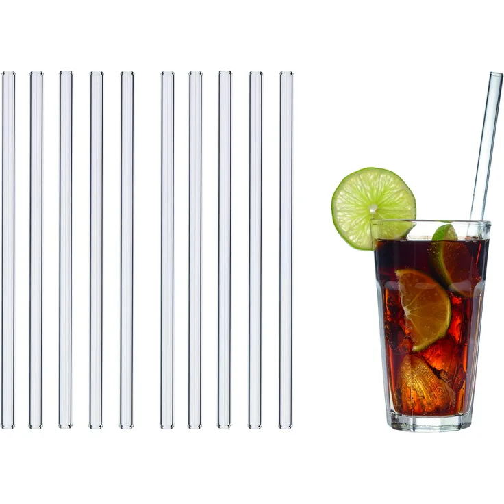 TFA Dostmann GlasWerk Long Glas Trinkhalme, 14.2017.10, 10 Stück, 23 cm, Spülmaschinengeeignet, für Longdrinks-Smoothies