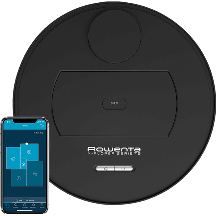 Rowenta RR7675 X-Plorer 75 Animal Connect Saugroboter mit Wischfunktion, 120 min Akkubetrieb, schwarz