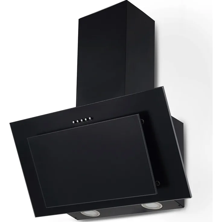 PKM S13-60BBPY, Motorhaube, Kamin abgewinkelt, Breite: 59.5 cm, Tiefe: 28.3 cm, Absaugung und Rückführung (mit zusätzlichem Rückführungsset), Matt Black