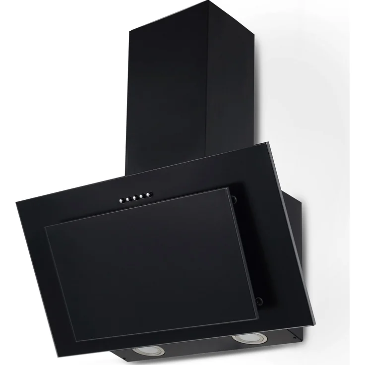 PKM S13-60BBPY, Motorhaube, Kamin abgewinkelt, Breite: 59.5 cm, Tiefe: 28.3 cm, Absaugung und Rückführung (mit zusätzlichem Rückführungsset), Matt Black – Bild 1