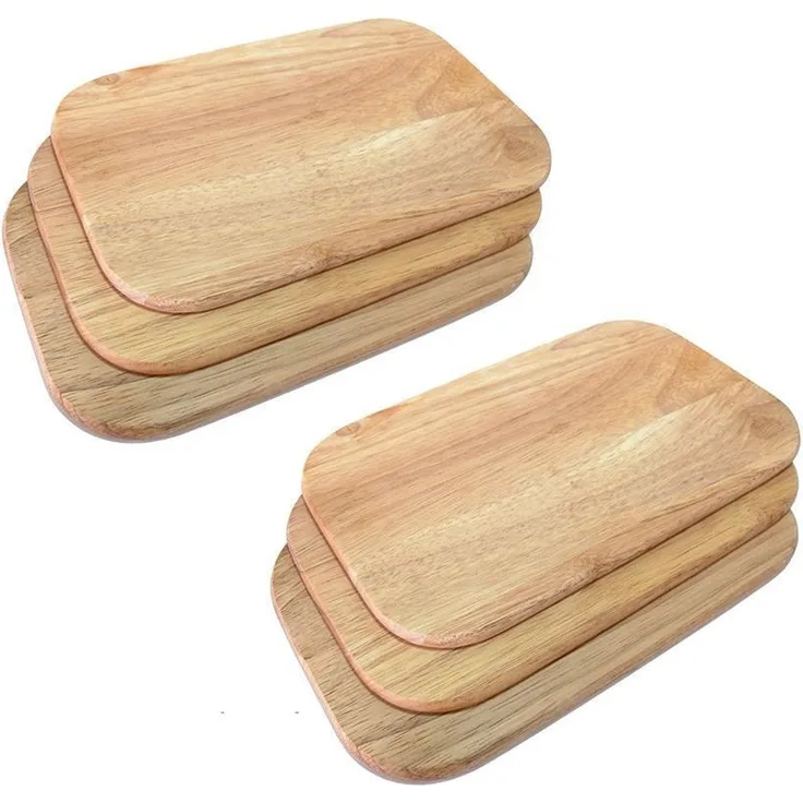 6 Stück Neustanlo Frühstücksbrettchen Gummibaum Holz