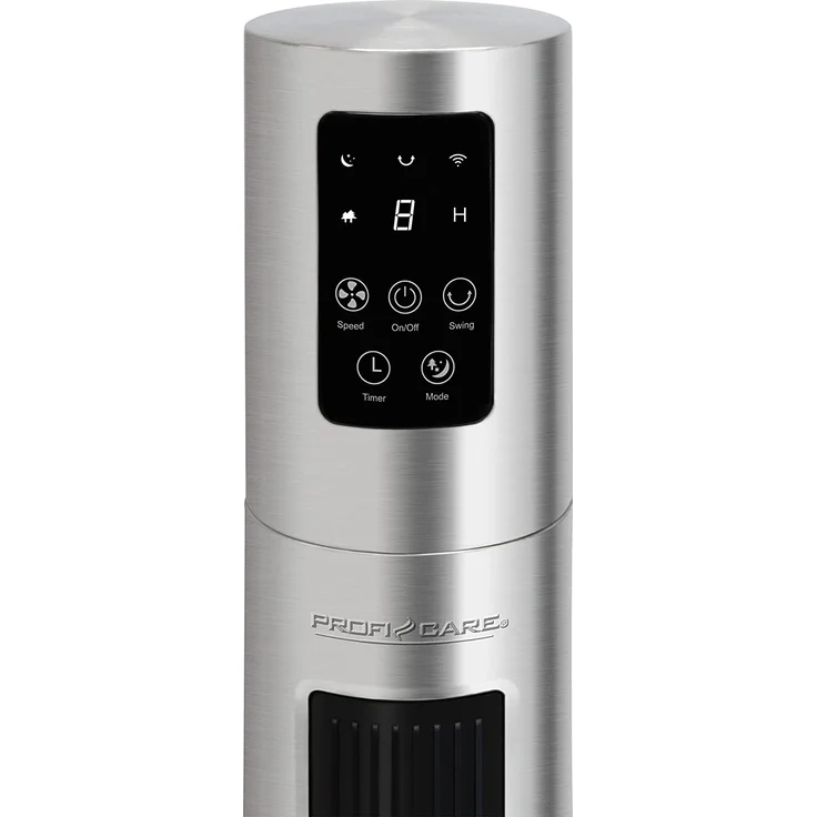 ProfiCare PC-TVL 3090 Turmventilator, 45 Watt, 6 Stufen, WiFi, Voice Control, inox-schwarz – Bild 2
