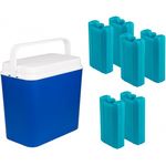 Passive Kühlbox 24 Liter,inkl. 6 Kühlakkus, bis zu 9 Std. Kühlung, blau, weiß