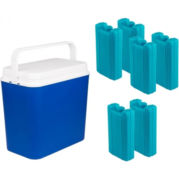 Passive Kühlbox 24 Liter,inkl. 6 Kühlakkus, bis zu 9 Std. Kühlung, blau, weiß – Bild 1