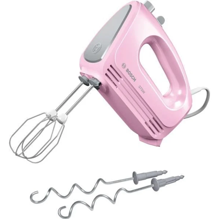 Bosch MFQ2210K Handrührer, moderne Motortechnik, 2 Rührbesen, 2 Edelstahl-Knethaken, 4 Geschwindigkeitsstufen, 375 W, gentle rosa – Bild 1