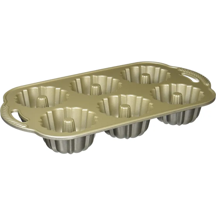 NordicWare Backform-Kuchenform-Minikuchen-Anniversary Bundtlette, Aluminium, Gold, 21,8 x 32,8 x 5,1 cm