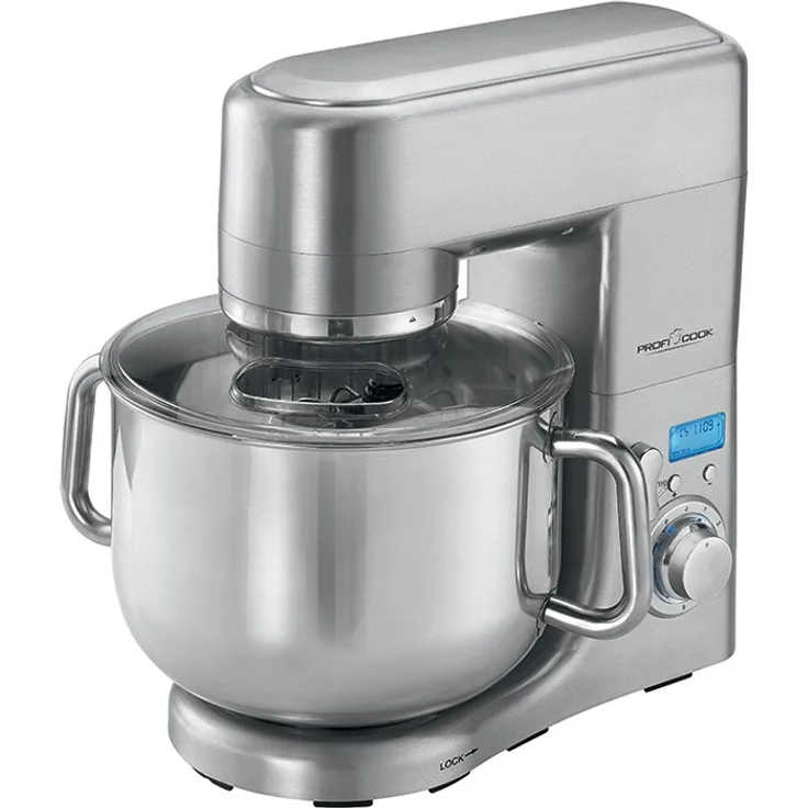 ProfiCook PC-KM 1096 XXXL-Küchenmaschine, 10 Liter Edelstahlschüssel, Alu-Druckguss-Gehäuse, LCD-Display, 1500 Watt, Edelstahl