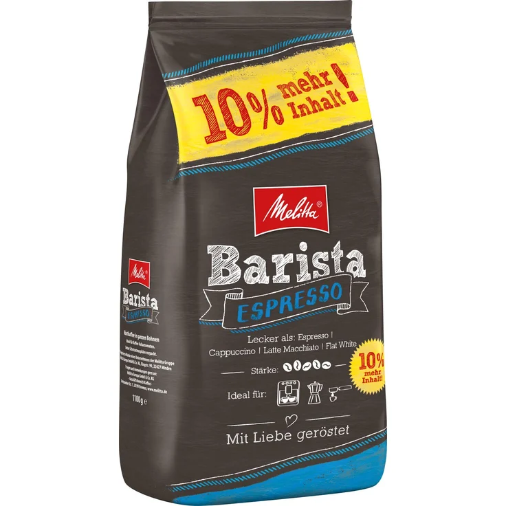 Melitta Ganze Kaffeebohnen, kraftvoll und würzig, Barista Espresso, 1100 g – Bild 1
