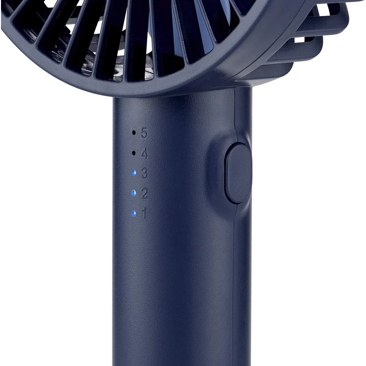 Unold 86628 HANDVENTILATOR Breezy II Blue mit integriertem Spiegel im Standfuß, 5-stufiger Geschwindigkeitsregelung und LED-Kontrollleuchte – Bild 3