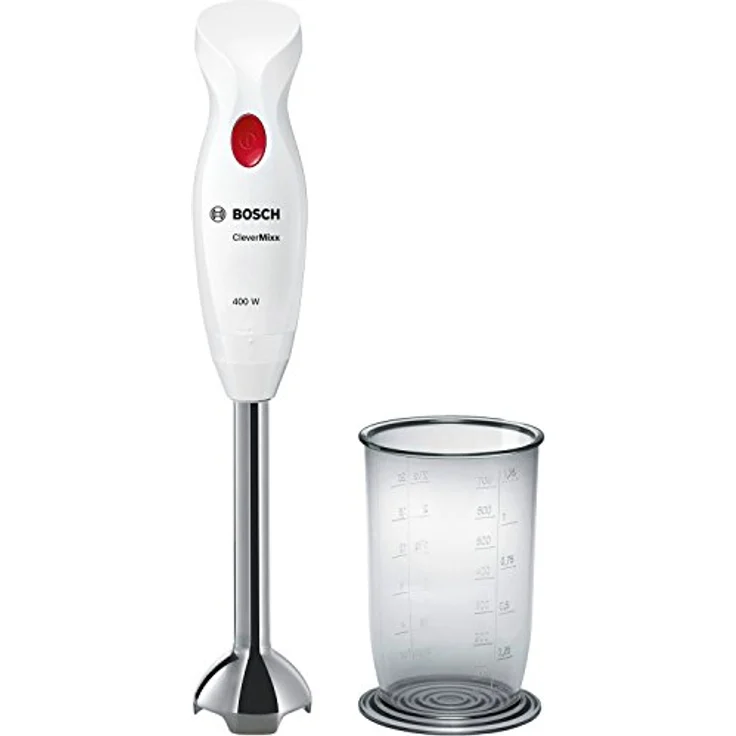 Bosch CleverMixx MSM24100 - Stabmixer - Abnehmbarer Standfuß aus Edelstahl - 4 Klingen - 400 Watt Leistung - Farbe: weiß – Bild 1