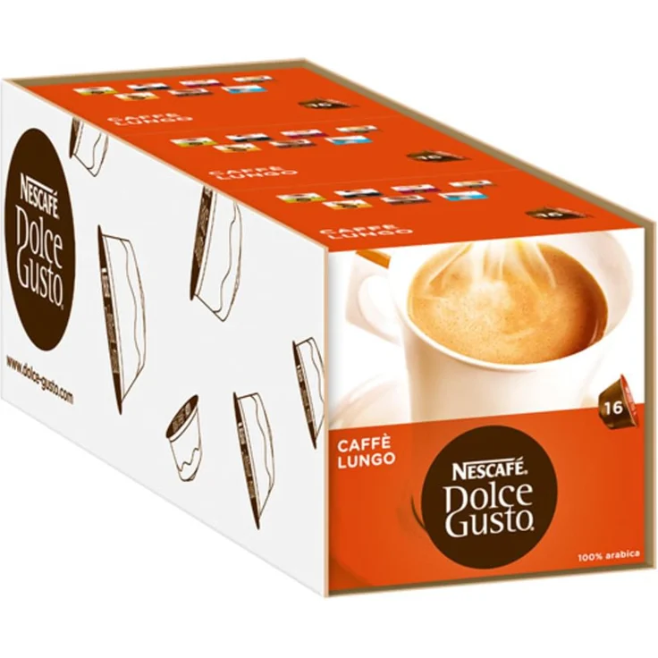Nescafé Dolce Gusto Caffe Lungo, Kaffee, Kaffekapsel, 3er Pack, 3 x 16 Kapseln – Bild 1