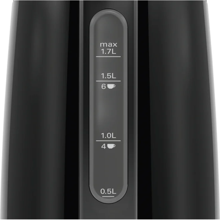 Bosch DesignLine Wasserkocher TWK3P423, 1,7 Liter, Tassenanzeige, 2.400 W, schwarz – Bild 2