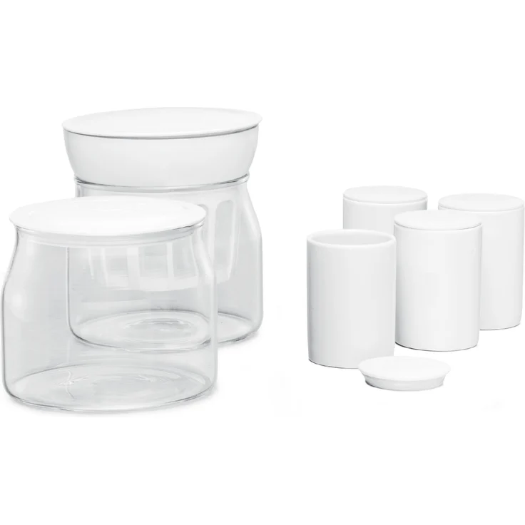 Rommelsbacher JG80 Jona Joghurt- und Frischkäsezubereiter inklusive 4 Keramik Portionsbecher à 125 ml mit Deckel, 2 XXL Glasbehälter à 1,2 Liter mit Deckel, Abtropfsieb mit Deckel, schwarz, edelstahl – Bild 6