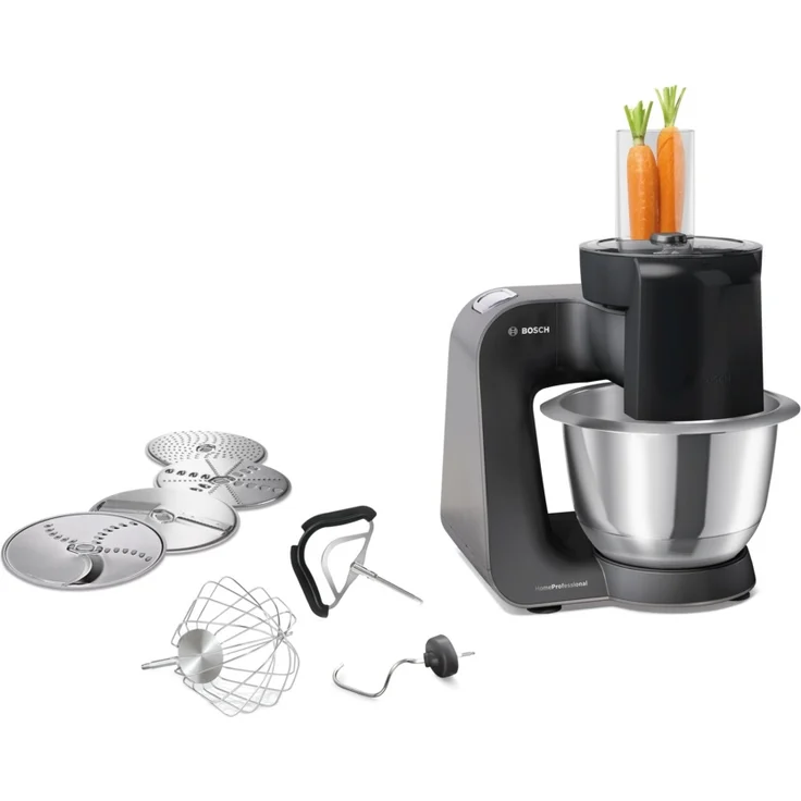 Bosch MUM5 HomeProfessional Küchenmaschine MUM59N26DE, große Edelstahl-Schüssel (3,9l), 3 Profi-Rührwerkzeuge Edelstahl, automat. Kabeleinzug, 1000 W, anthrazit-edelstahl, Serie: MUM5 – Bild 4