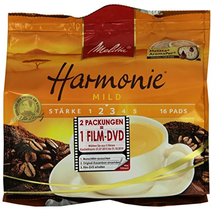 Melitta Pads Cafe Harmonie 16 Stück pro Pack, 5er Pack (5 x 112 g Packung)