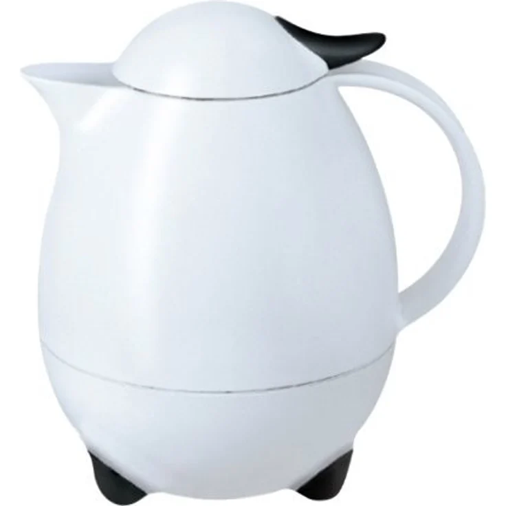 Leifheit Columbus 1, 0 L Isolierkanne, 100% dicht, Thermoskanne mit bewährter Aromataste, praktisches Öffnen und Schließen mit einer Hand, Kaffekanne, Teekanne, weiß, hochglanz – Bild 1