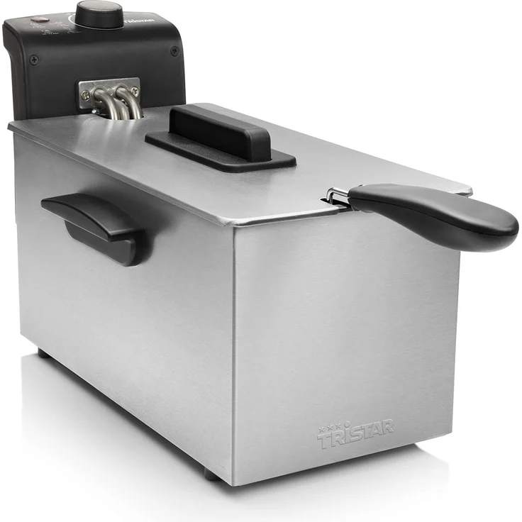 Tristar FR-6946 Fritteuse, 2000 Watt, 3 L Öl-Fassungsvermögen, LED-Display, Edelstahl, Grau – Bild 1