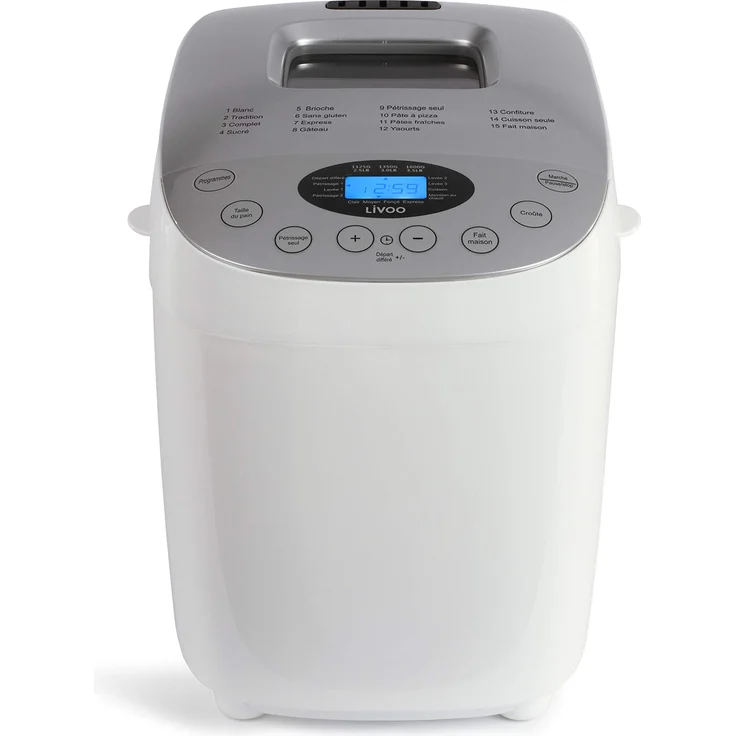 Livoo DOP205W Brotbackautomat | Doppelknetmaschine, 15 Programme ohne Gluten, komplett, Tradierung, Briosche etc. | Hohe Kapazität, Startzeitvorwahl, Warmhaltefunktion – Bild 1