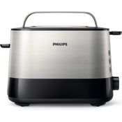 Philips HD2637-90 Toaster (7 Stufen, Brötchenaufsatz, Stopp-Taste, 1000 W) schwarz-edelstahl