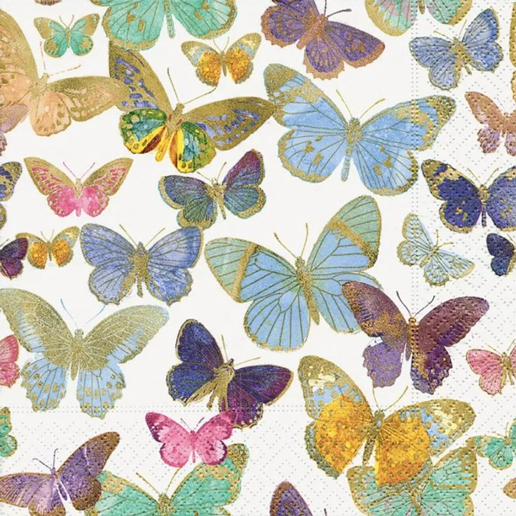 VBS Papierserviette ''Golden Butterflies'', (20 St), 33 cm x 33 cm