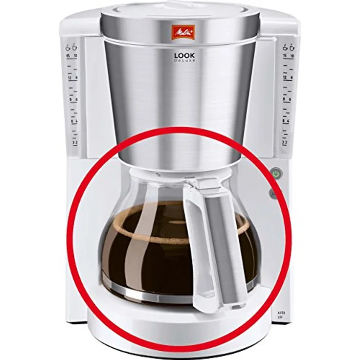 Melitta Look Deluxe, Ersatz-Glaskanne für Filterkaffeemaschine, weiß