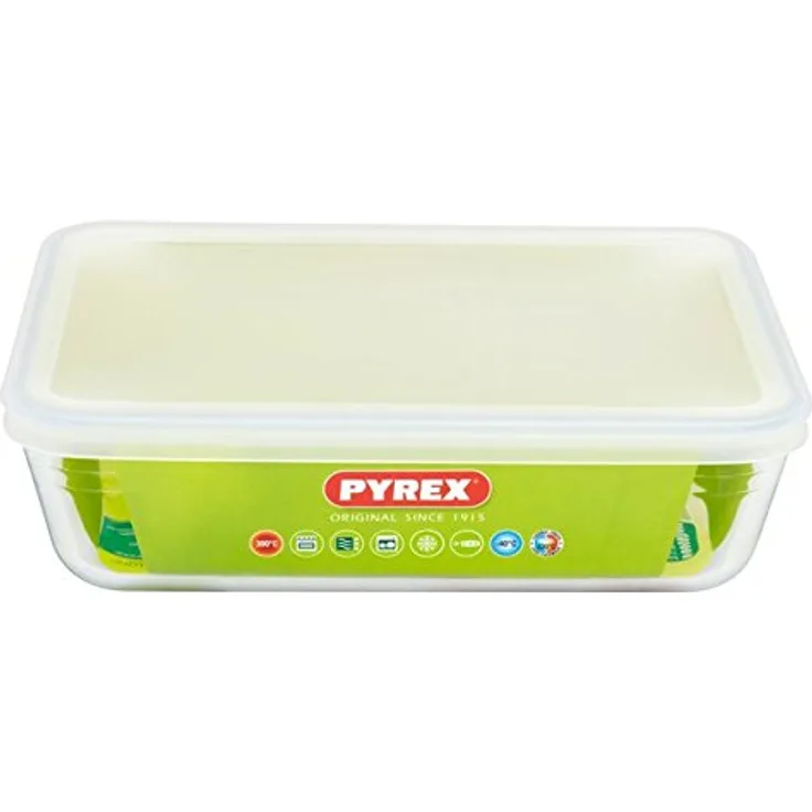Pyrex 242P000 Cook & Freeze Rechteckiges Gefäß mit Plastikdeckel, Glas, 1,5 Liter
