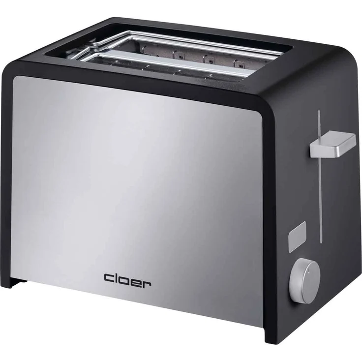 Cloer 3210 Toaster - 825 W - für 2 Toastscheiben - integrierter Brötchenaufsatz - Nachhebevorrichtung - Krümelschublade - wärmeisoliert - Edelstahl – Bild 1