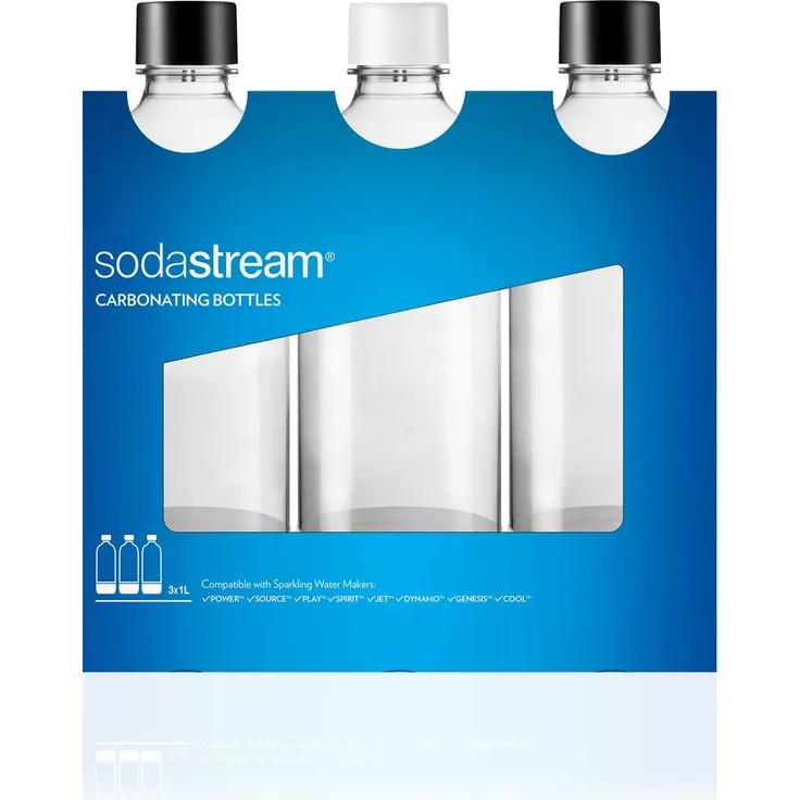 SodaStream 2260525 Wasserflasche, Kunstoff, multi, 3er Pack (3x1 Liter), 464