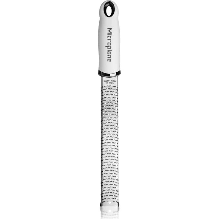 Microplane Zester Reibe Fein Weiß Edelstahl aus der Premium Classic Serie für Zitrusfrüchte, Hartkäse, Ingwer, Schokolade, Muskatnuss und Trüffel – Bild 1