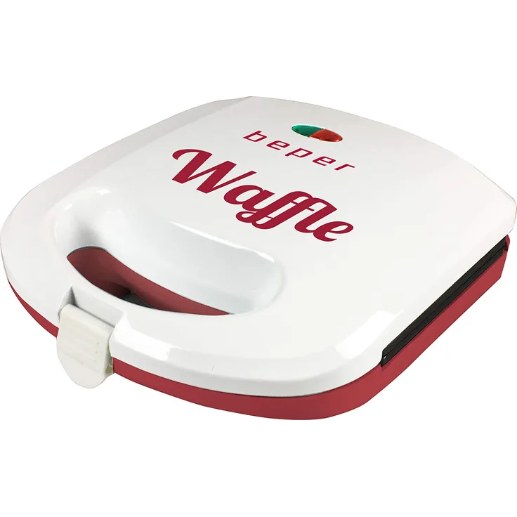 Beper BT.602H Waffeleisen, 700 W, wärmeisolierender Griff, Rot-Weiß