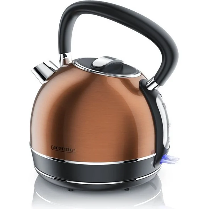 Arendo Retro Style Edelstahl Wasserkocher Vintage, 1,7 L, 2200W, Überhitzungsschutz, kupferfarben