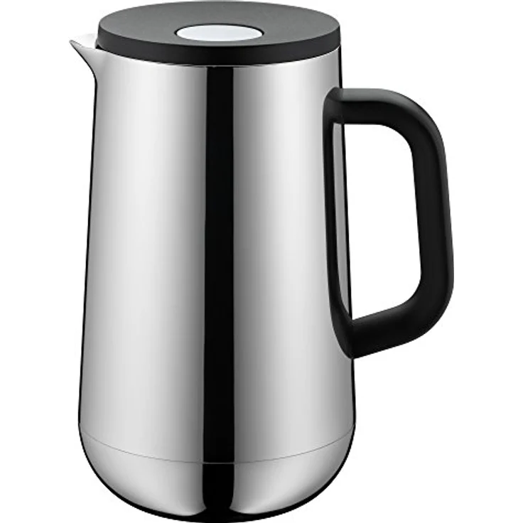 WMF Isolierkanne Thermoskanne Impulse Cromargan Edelstahl, 1,0 l, für Tee oder Kaffee, Druckverschluss hält Getränke 24h kalt und warm – Bild 1