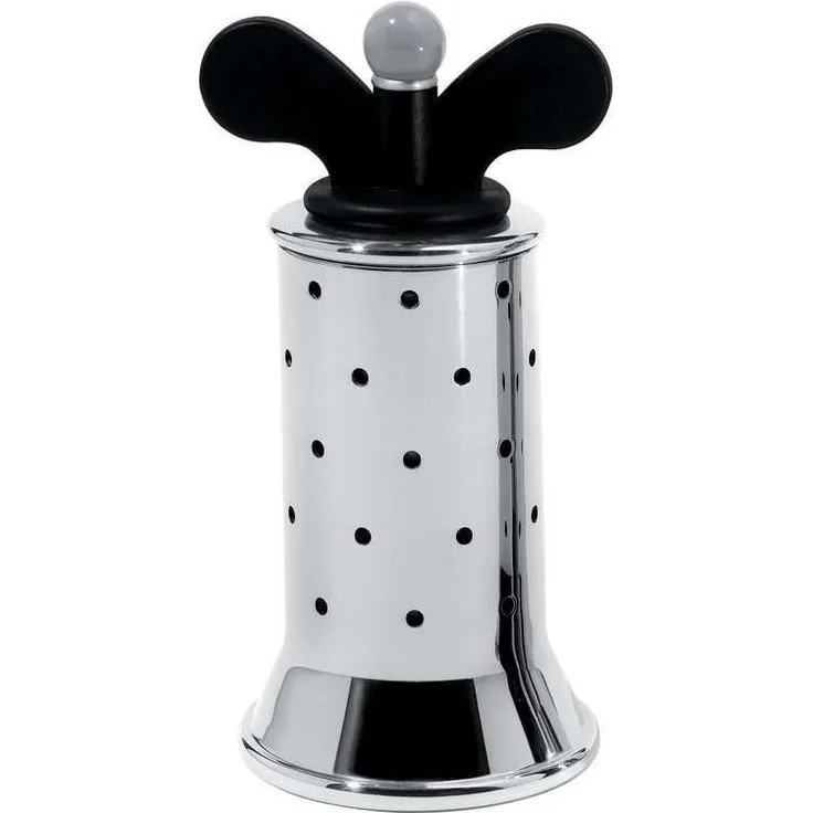 Alessi 9098 B - Design Pfeffermühle mit Rippen, Edelstahl und Thermoplastisches Harz, Schwarz