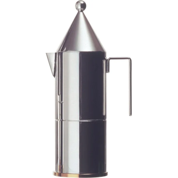 Alessi La Conica 90002-3 - Design Kaffeemaschine aus Edelstahl mit Kupferboden, 3 Tassen