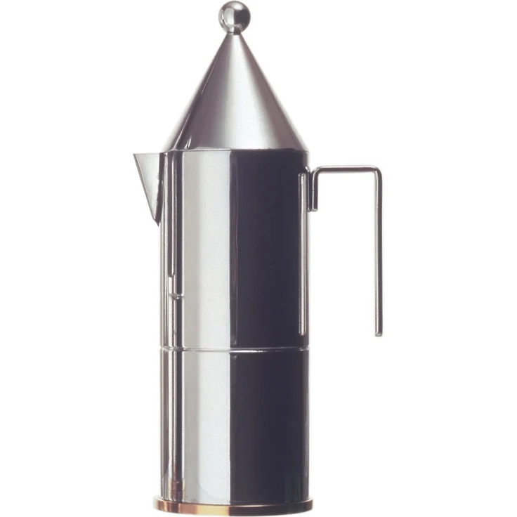 Alessi La Conica 90002-3 - Design Kaffeemaschine aus Edelstahl mit Kupferboden, 3 Tassen