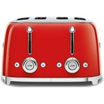 Smeg TSF03RDEU 4-Scheiben-Toaster, 2000W, 6 Bräunungsstufen, Metall, rot