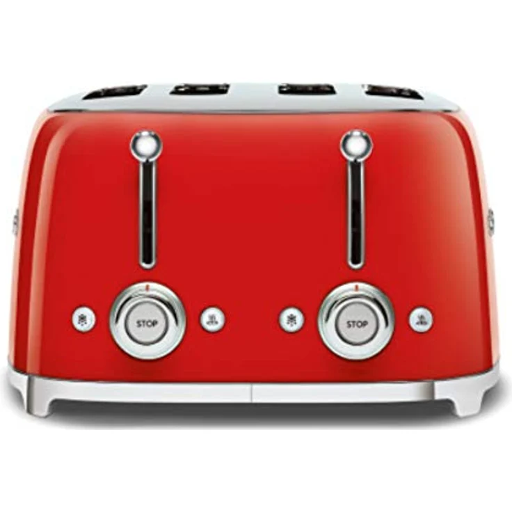Smeg TSF03RDEU 4-Scheiben-Toaster, 2000W, 6 Bräunungsstufen, Metall, rot – Bild 1