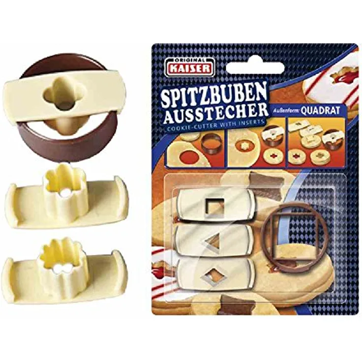 KAISER Spitzbub-Ausstecher Kreis 4-tlg. 4 verschieden große Ausstecher aus rostfreiem Edelstahl leichtes präzises Ausstechen sichere angenehme Handhabung
