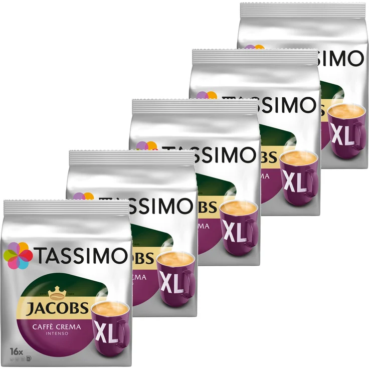 Tassimo Jacobs Caffè Crema Intenso XL, Kaffee Kapsel, Kaffeekapsel, gemahlener Röstkaffee, 80 T-Discs – Bild 1