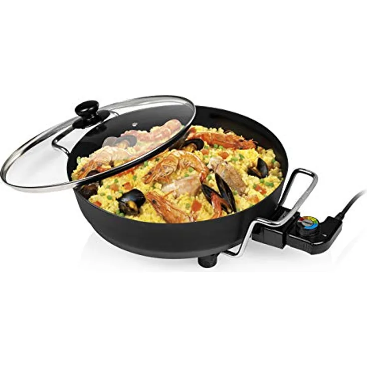 Princess Multi Wonder Chef Elektropfanne - 35cm Ø Bratfläche, 5,4 Liter Fassungsvermögen, 1800 Watt, regelbare Heizstufe, inkl. 2 Holzspatel, 0,9 m Kabelzuleitung, 162367