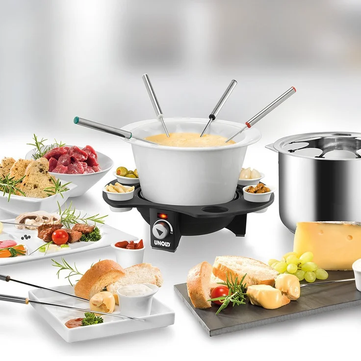 UNOLD Fondue-Elegance, Fondue-Set, Wechseltopf Edelstahl-Keramik, Zubehör, für 8 Personen, 48645 – Bild 10