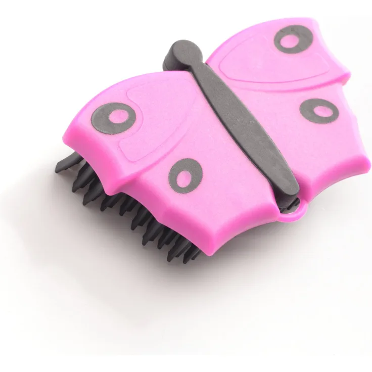 V7 Hand-Bürste, Fusselbürste, Kleider-Bürste, Polster-Bürste, mit V-förmigen Borsten, zum Entfernen von Tier, im Schmetterlings-Look, pink